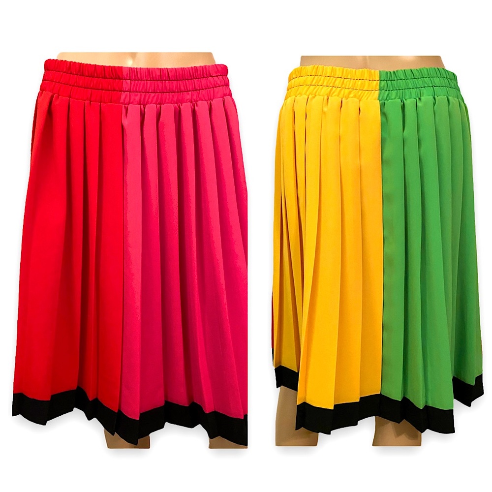 VINTAGE RARE BRECKENRIDGE COLOR BLOCK PLEATED SKIRT  SZ L